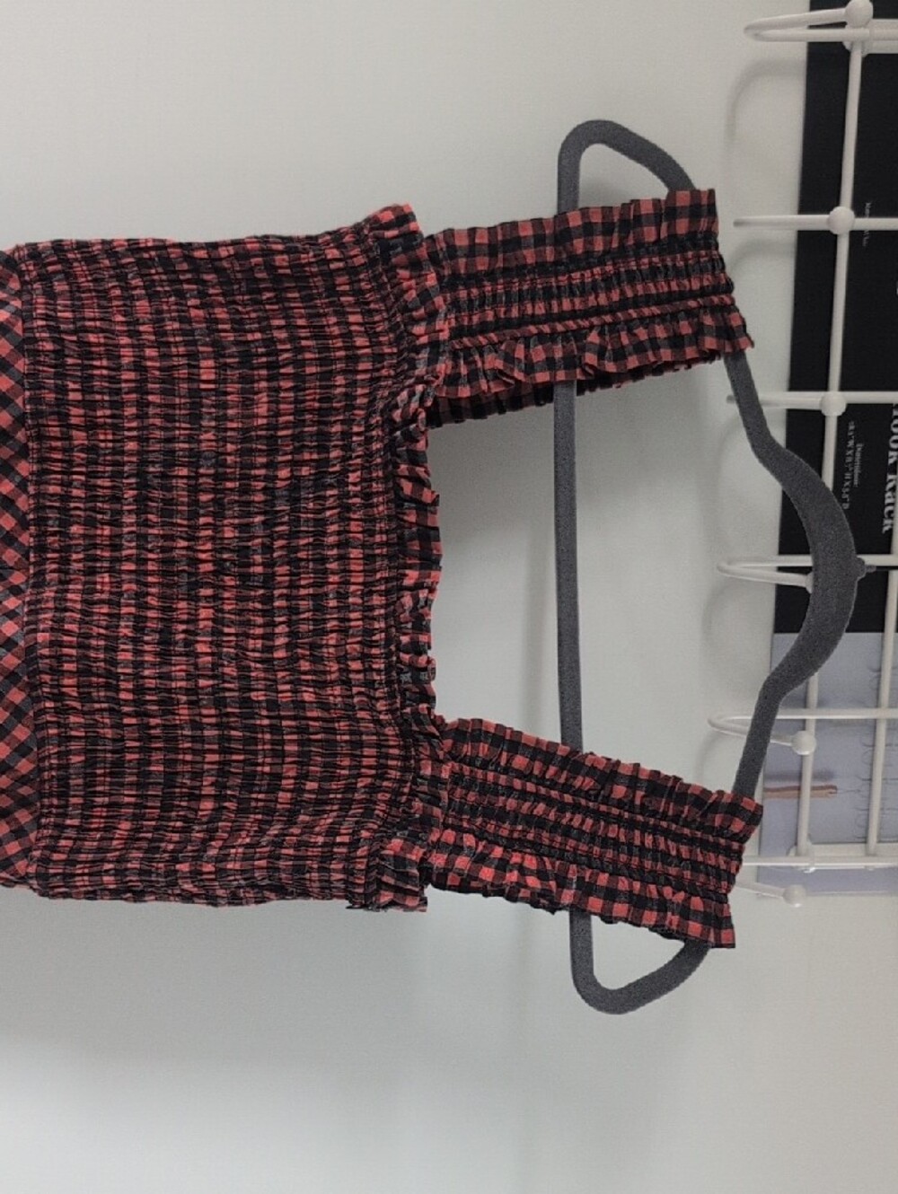 Ganni Black and Pink Checked Smocked Maxi Dress - Picture 4 of 7